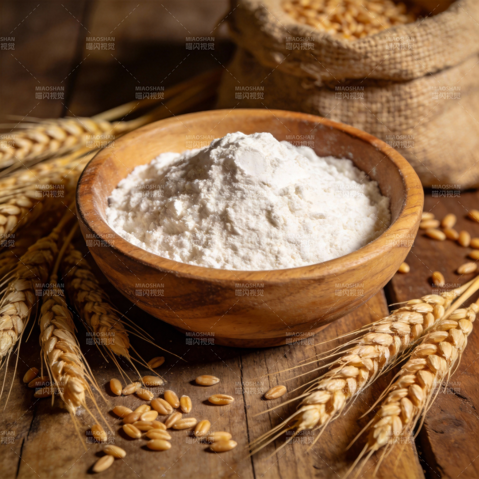 小麦粉与麦穗图片