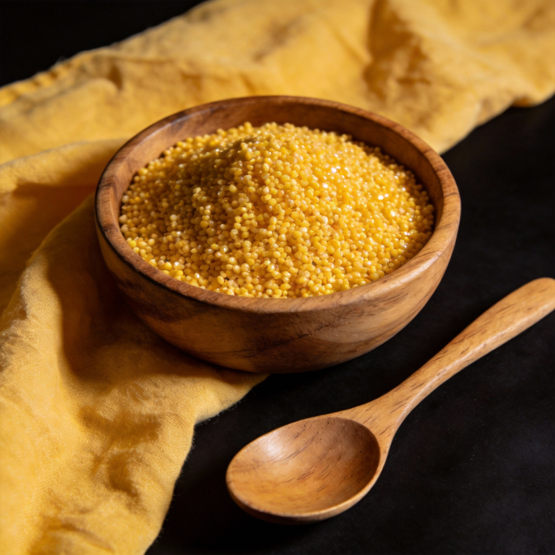 小米盛碗 木勺相伴图片