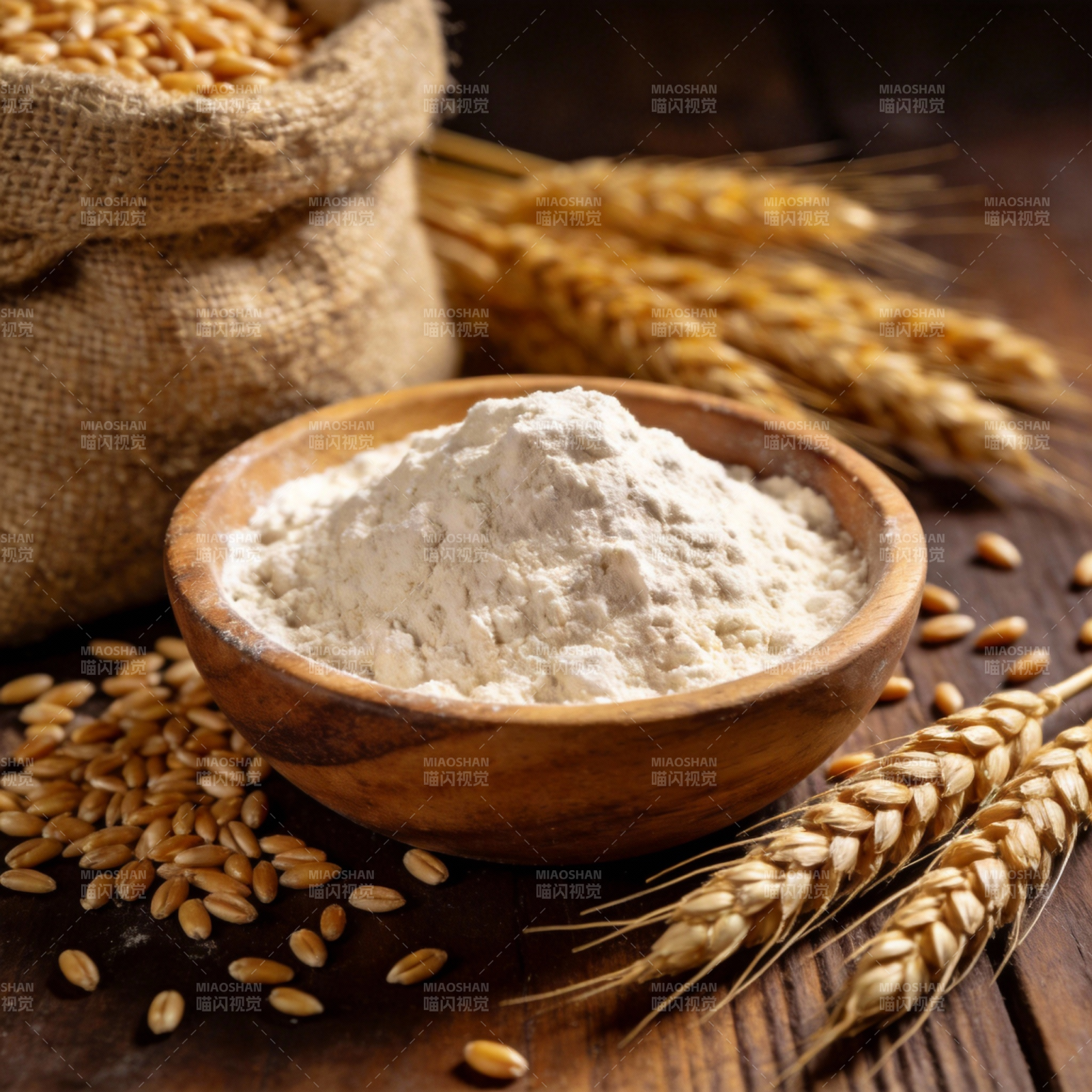 面粉与麦穗的静谧图片