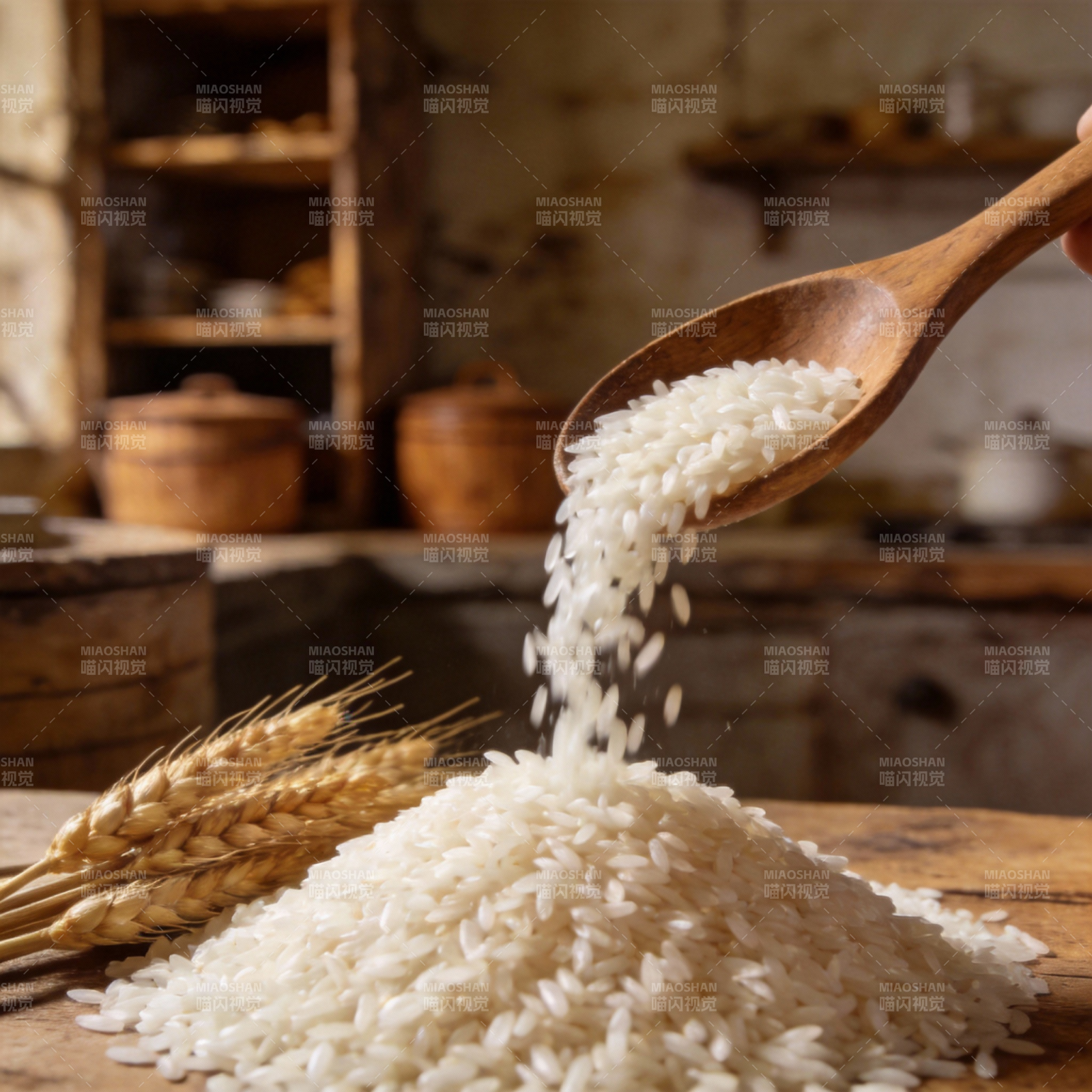 米粒倾泻 香满厨房图片