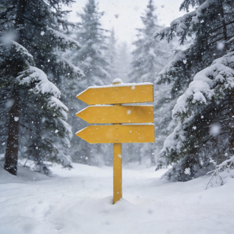 雪中路标图片