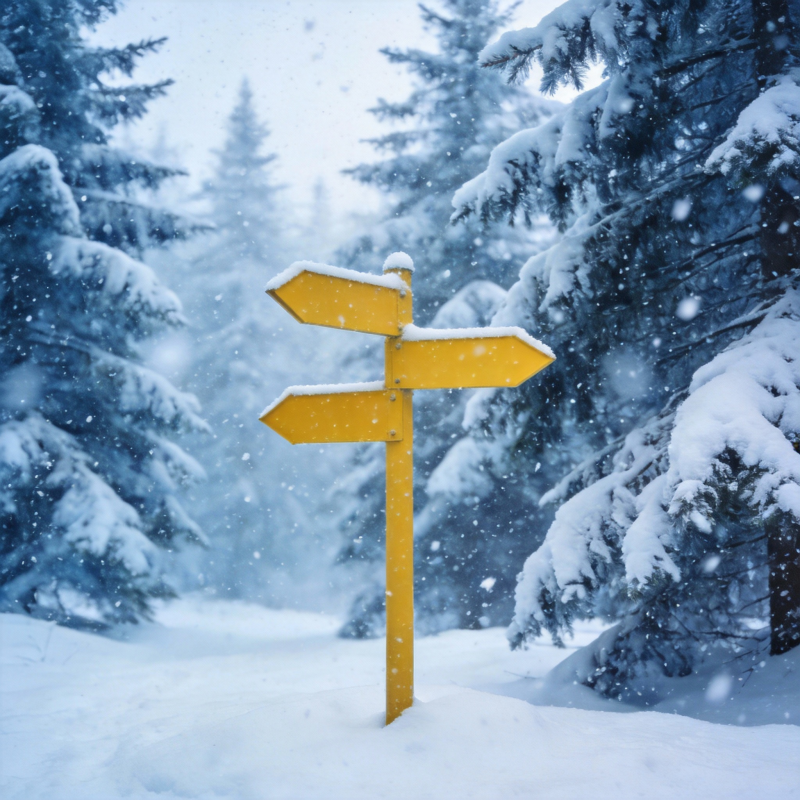 雪林中的方向标图片