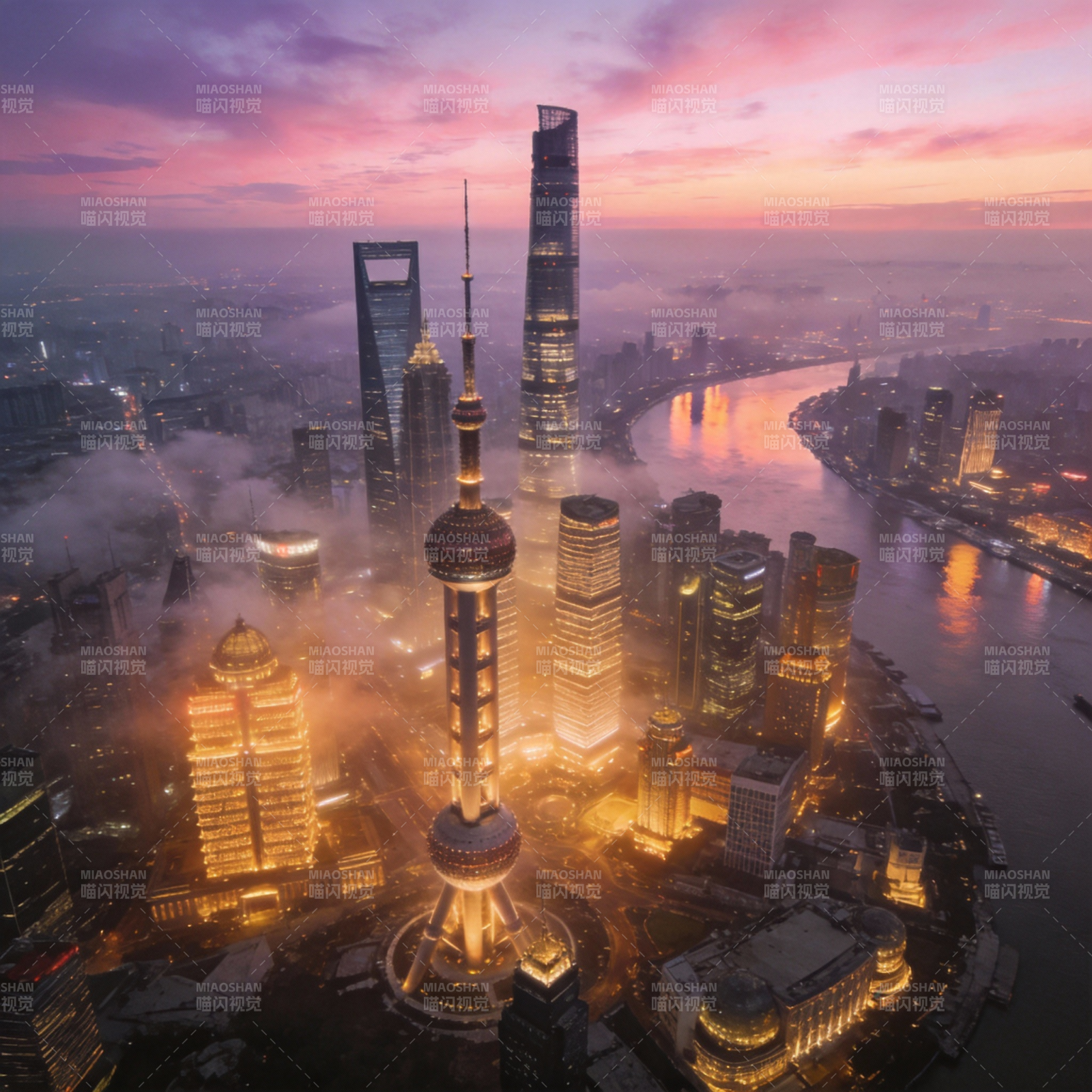 上海晨曦天际线图片