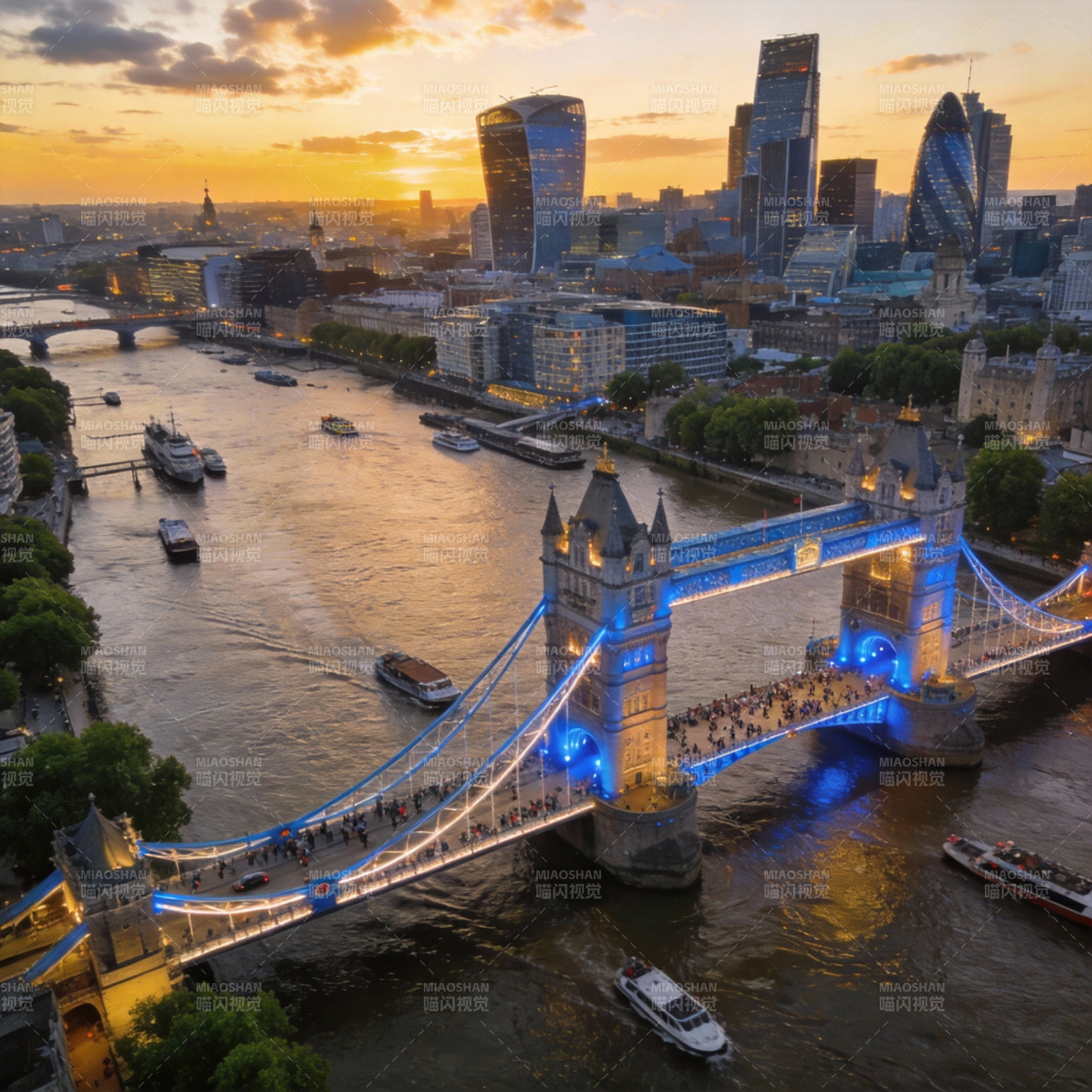 伦敦塔桥夜景图片