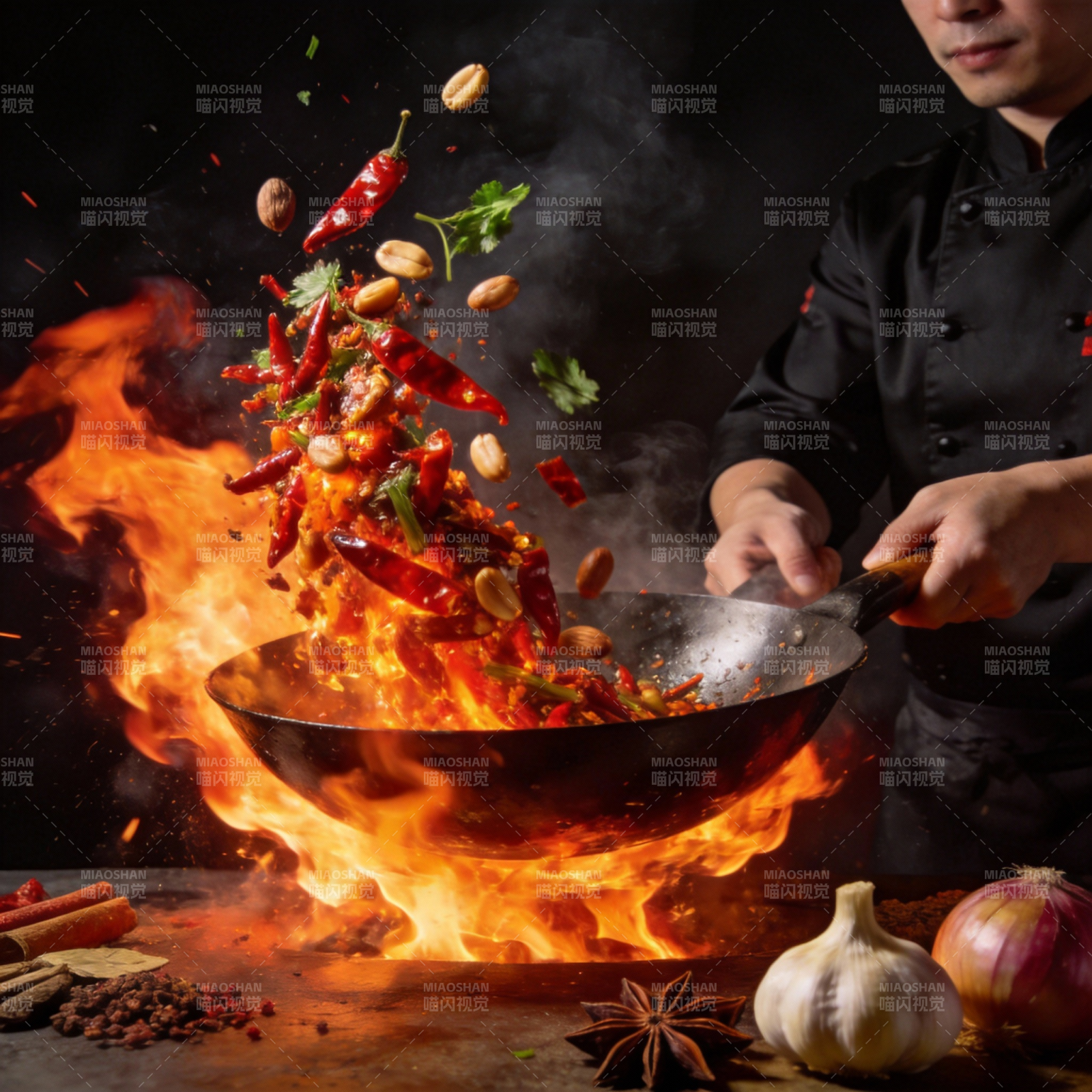 火焰炒辣菜图片