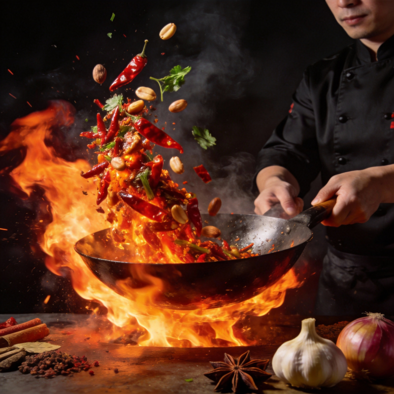 火焰炒辣菜图片