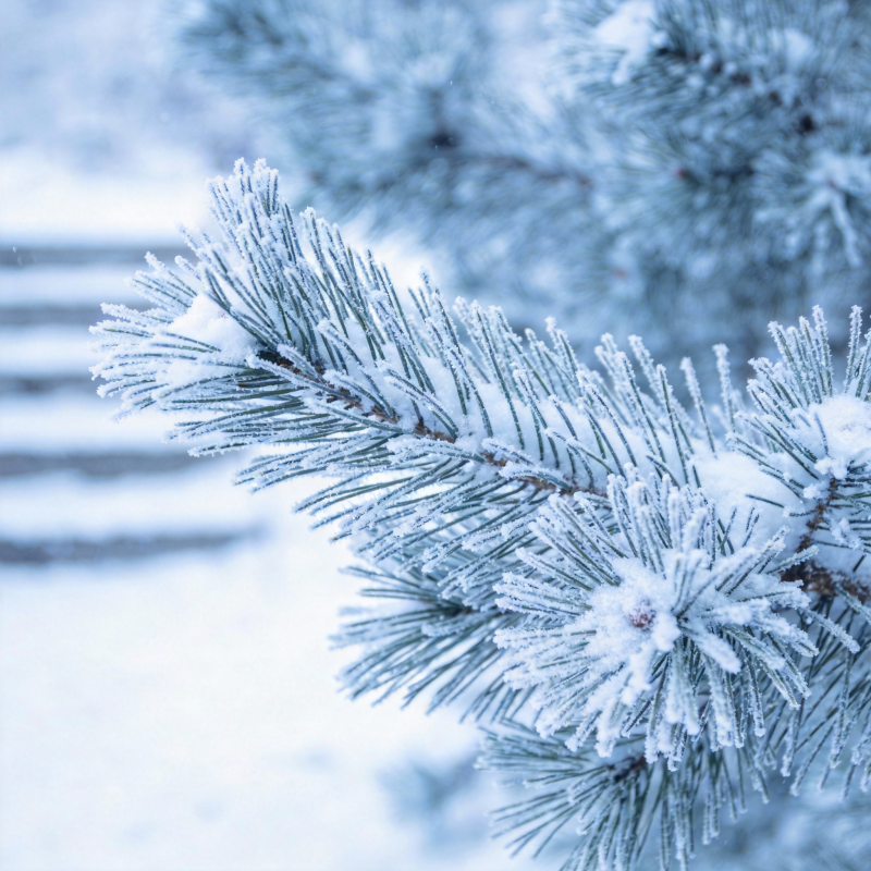 雪覆松枝图片
