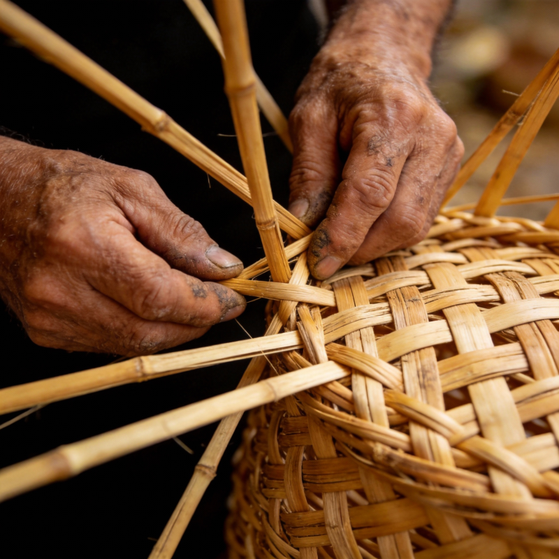巧手编竹篮图片