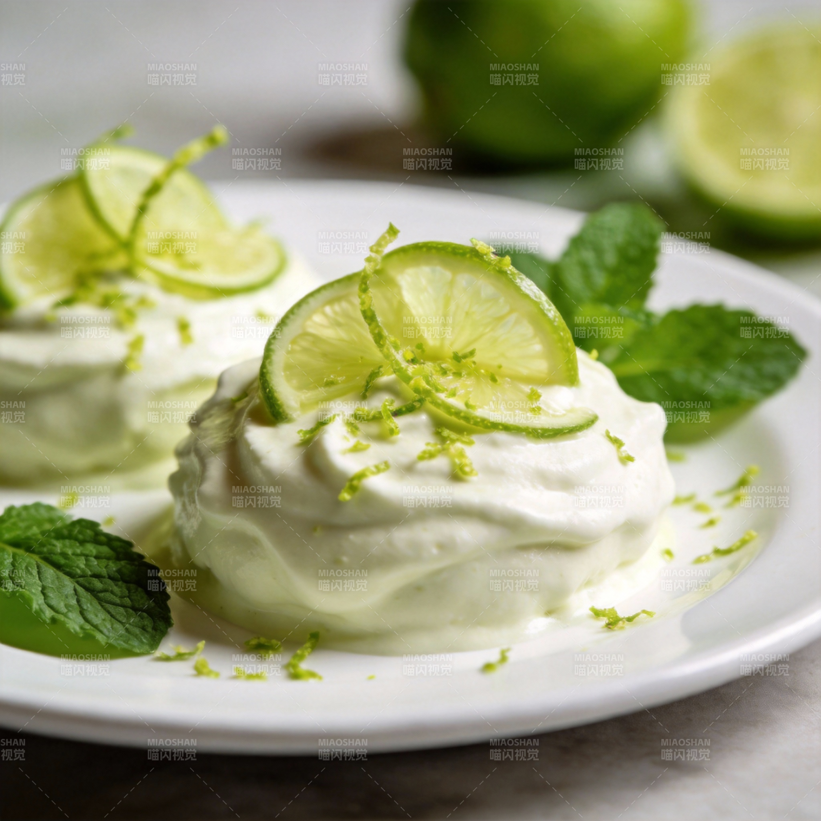 青柠奶油甜品图片