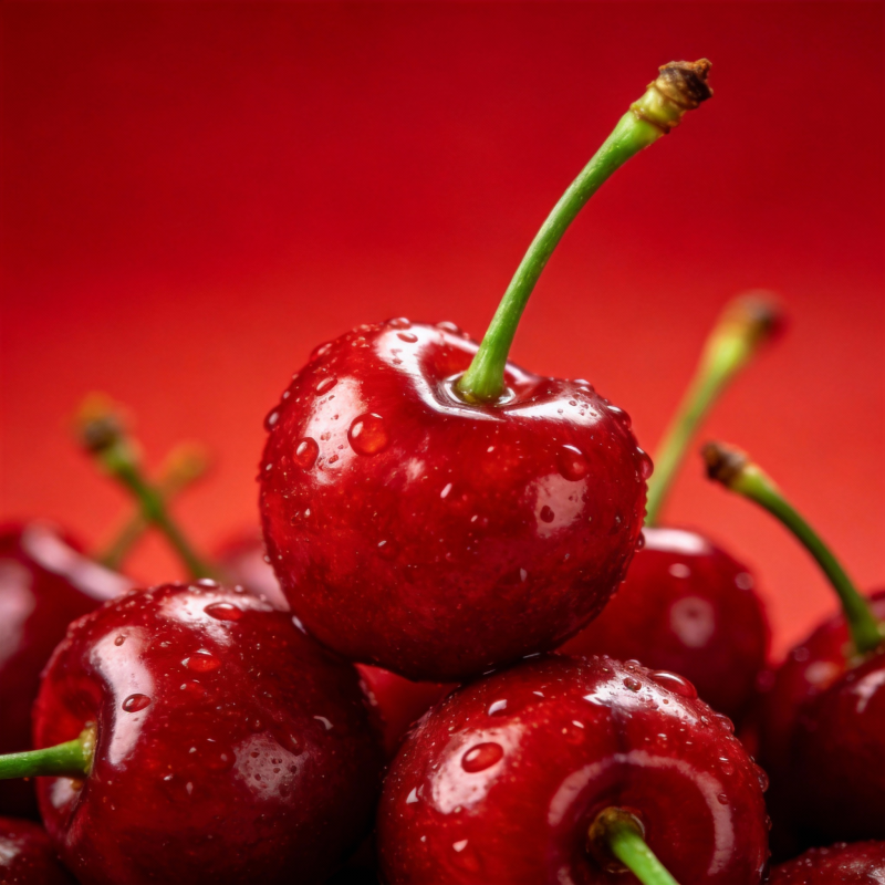 鲜红樱桃水珠晶莹图片
