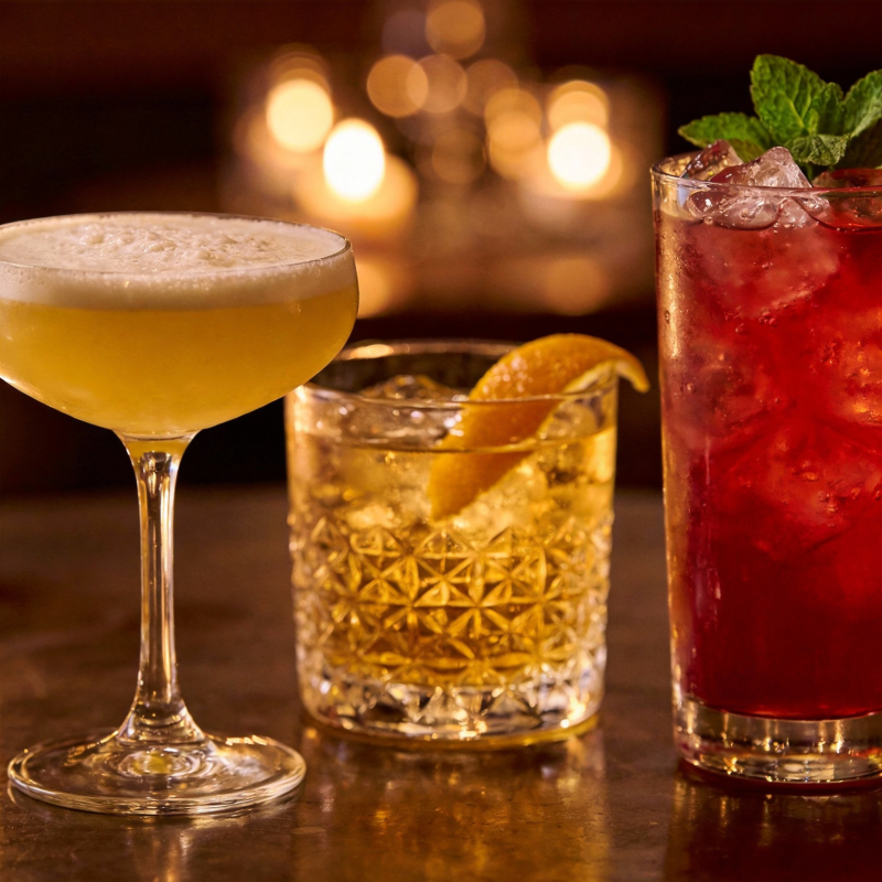 三杯鸡尾酒特写图片