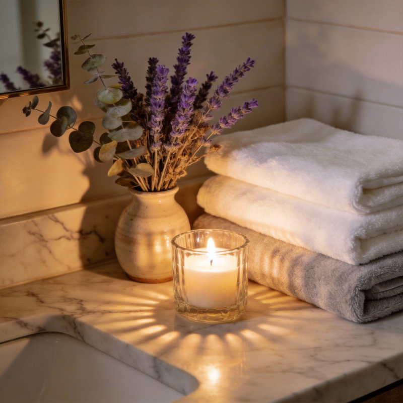 温馨浴室一角图片