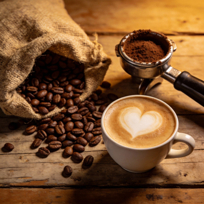 咖啡香浓 心形拉花图片