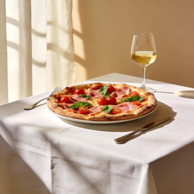 阳光下的美味披萨图片