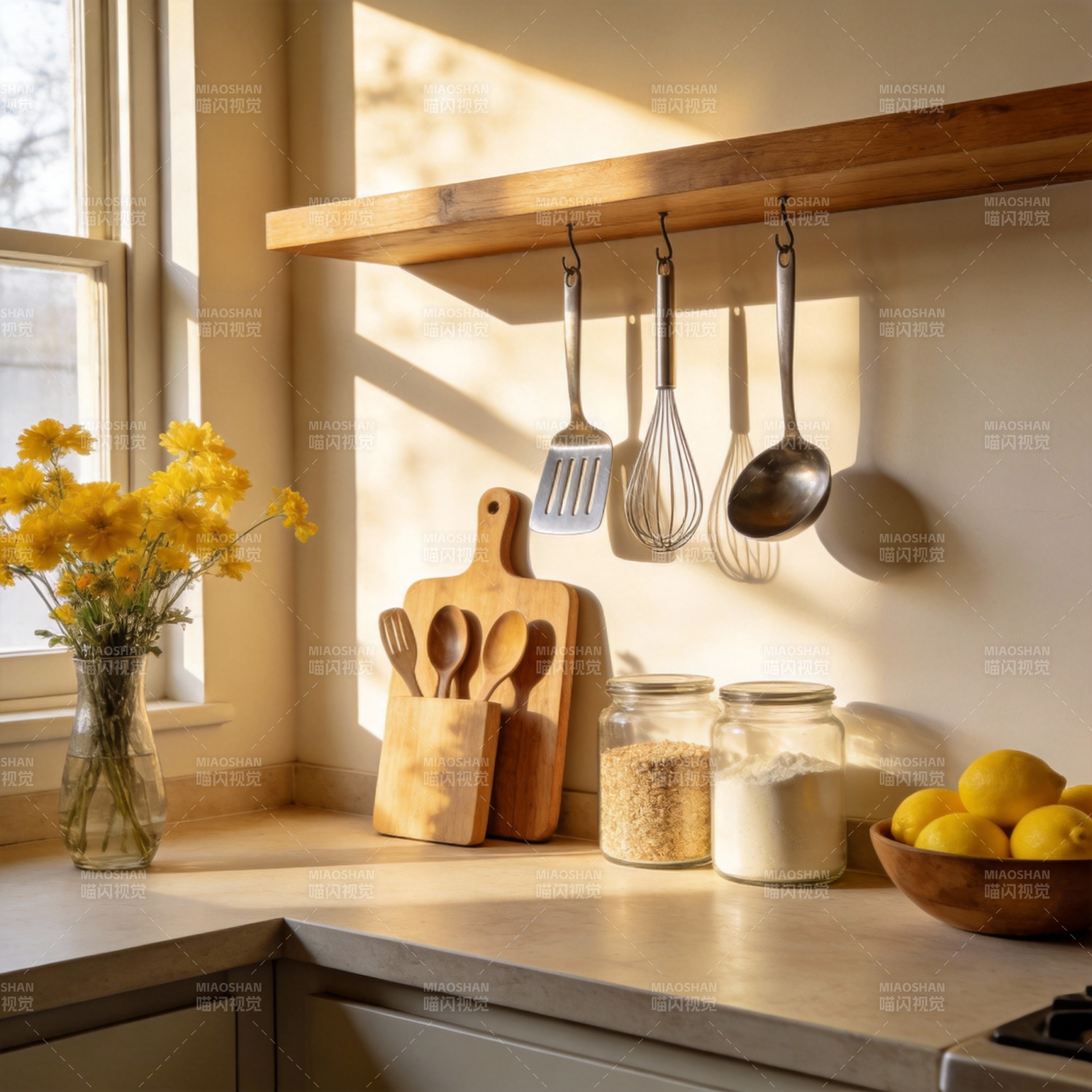 阳光厨房一角图片