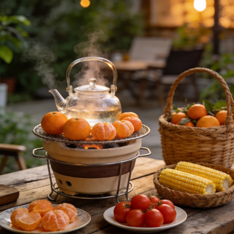 秋日暖茶果香图片