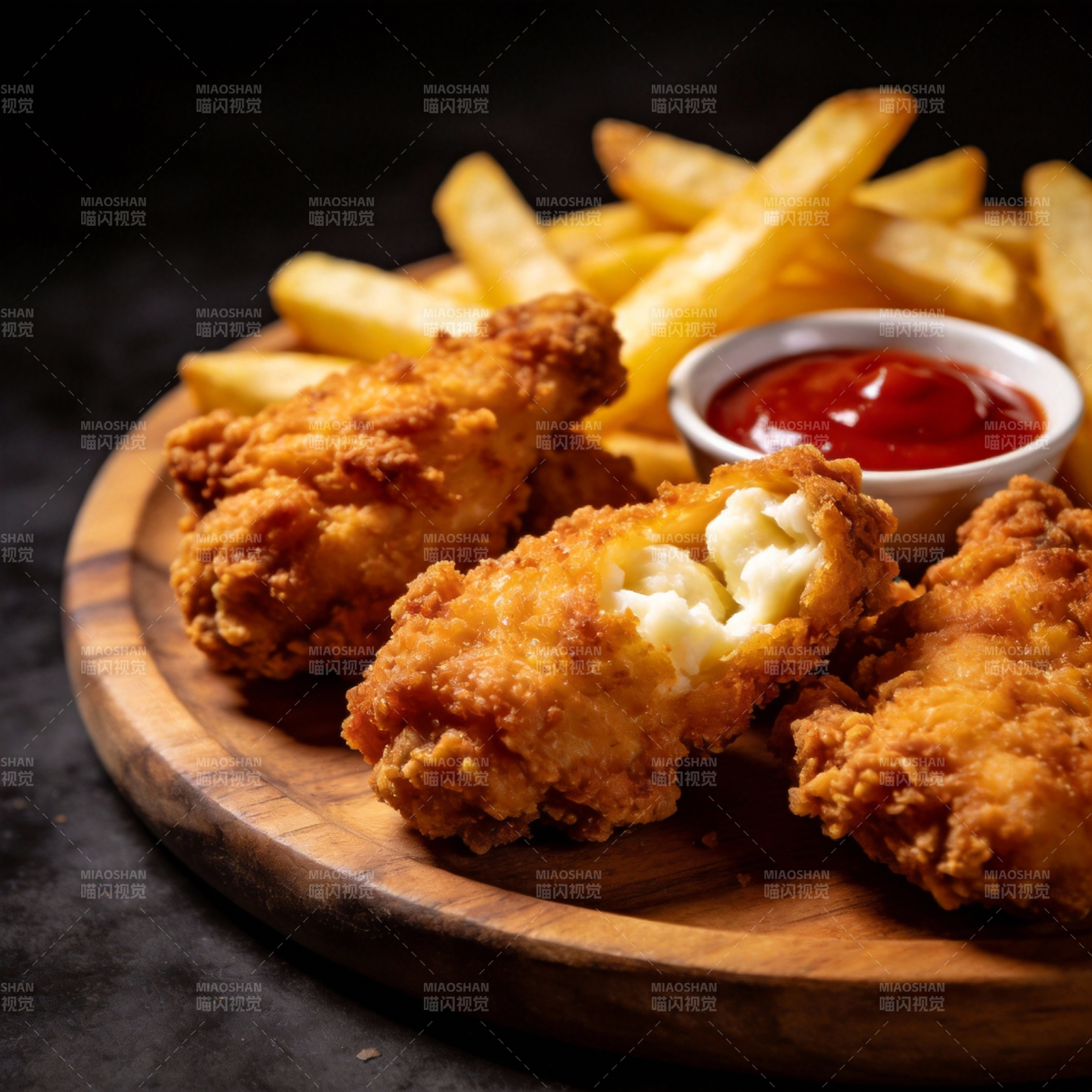 炸鸡配薯条图片