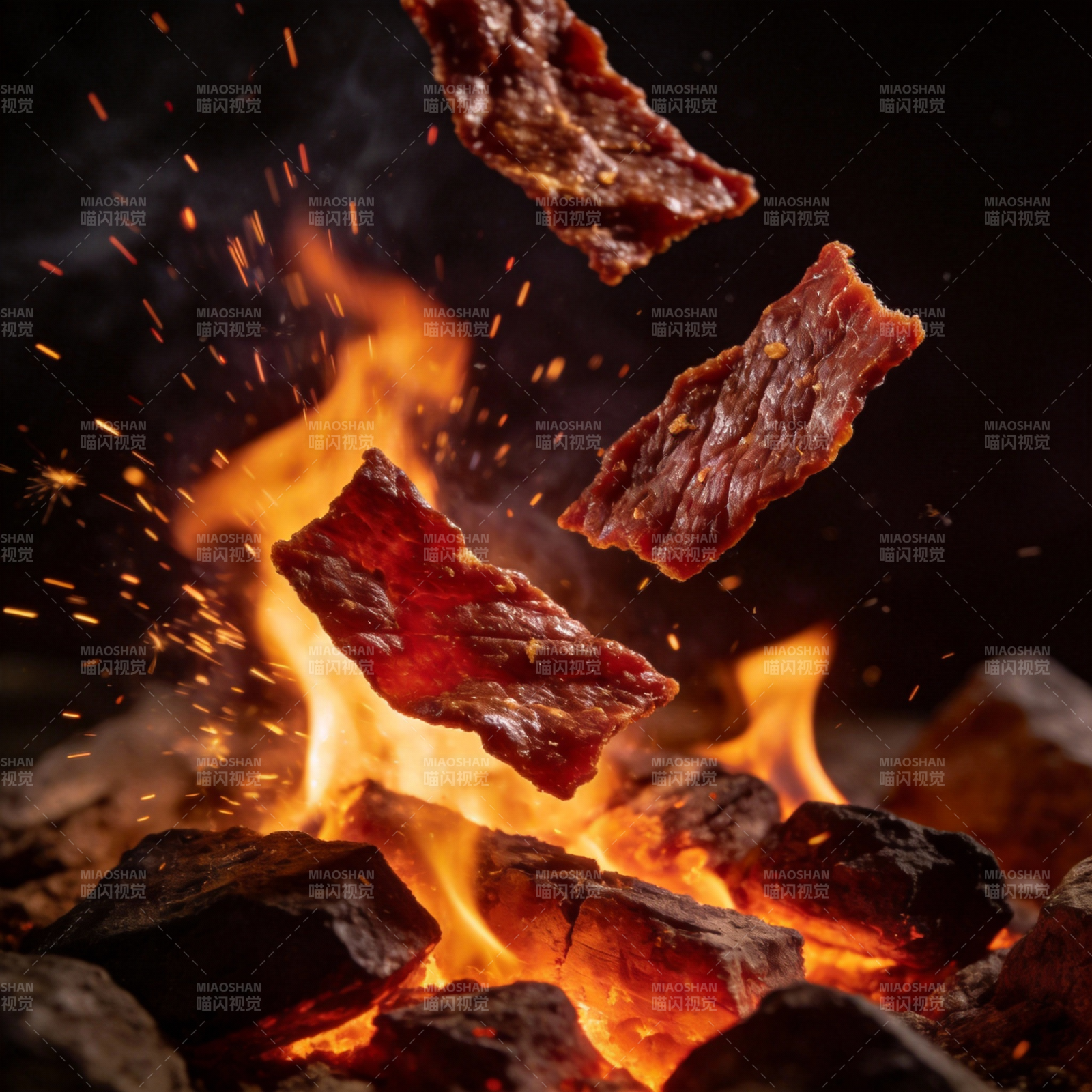 火中飞舞的肉干图片