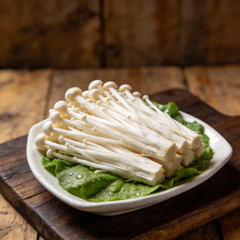 鲜嫩金针菇摆盘图片