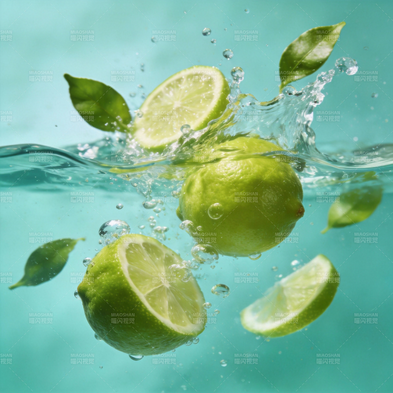 青柠入水溅起清新图片