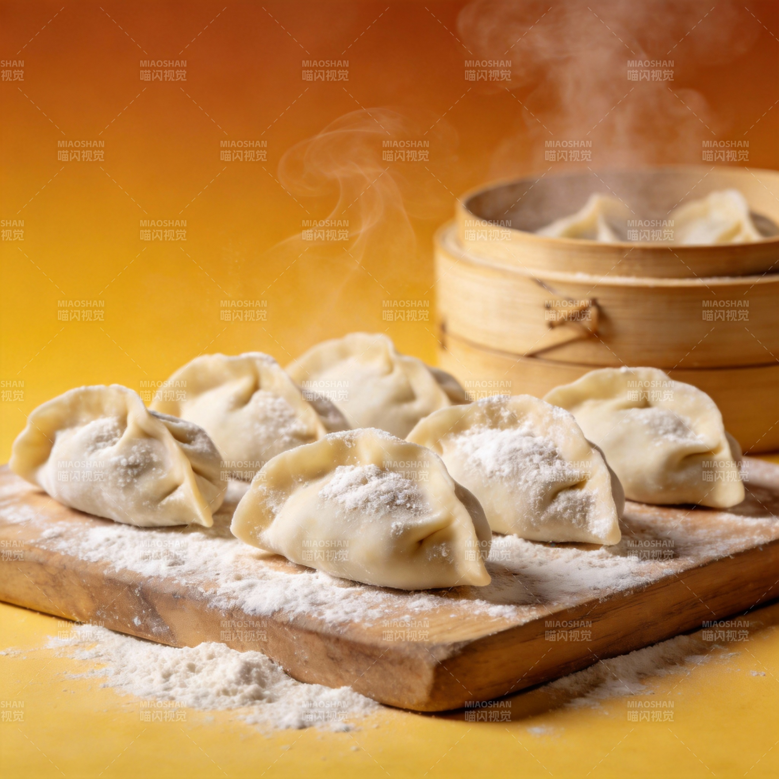 热腾腾的蒸饺图片