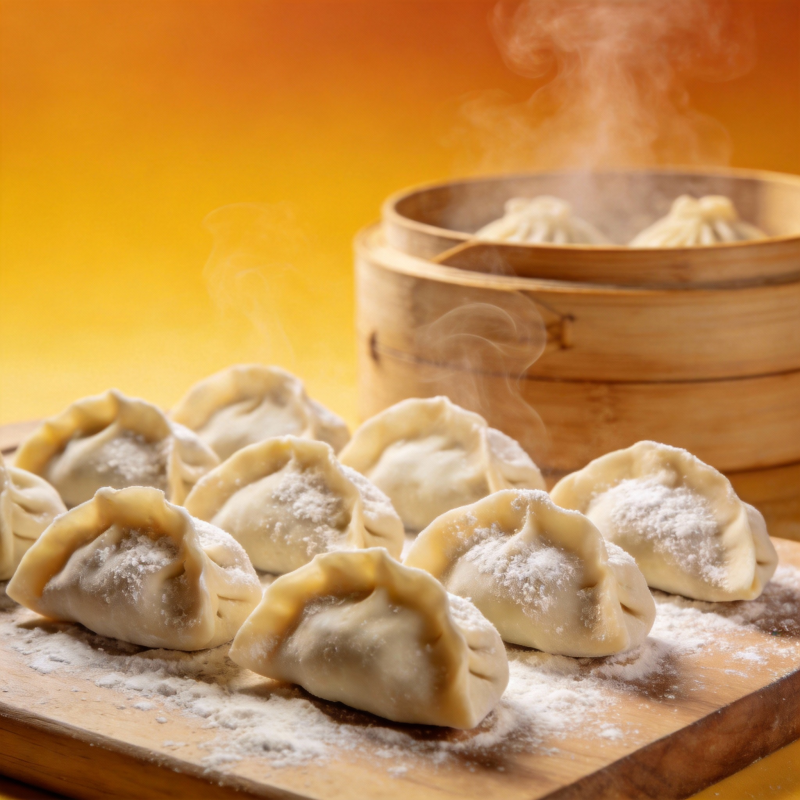 热腾腾的蒸饺图片