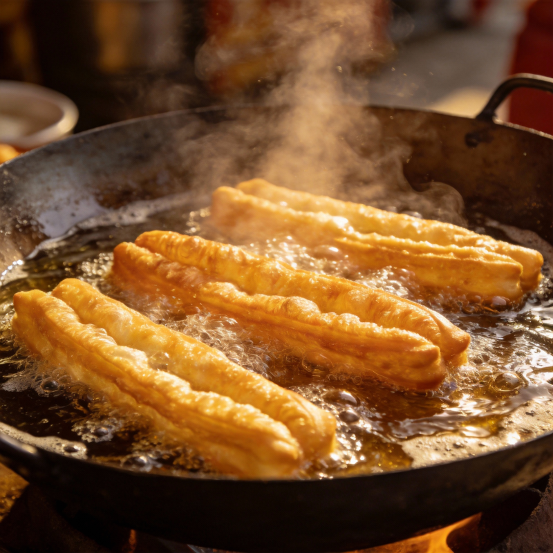 油条炸制中图片