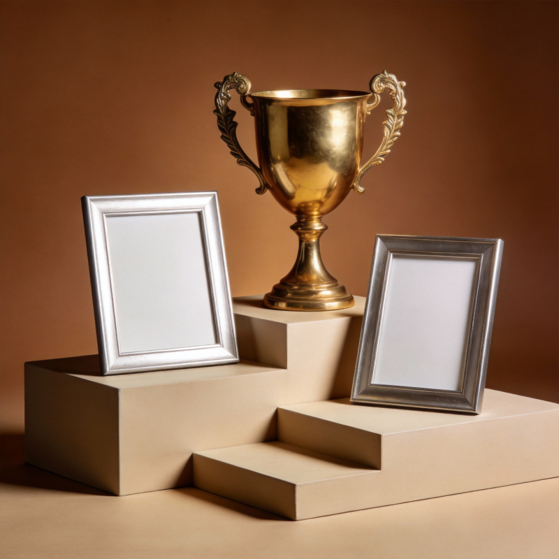 奖杯与相框陈列图片