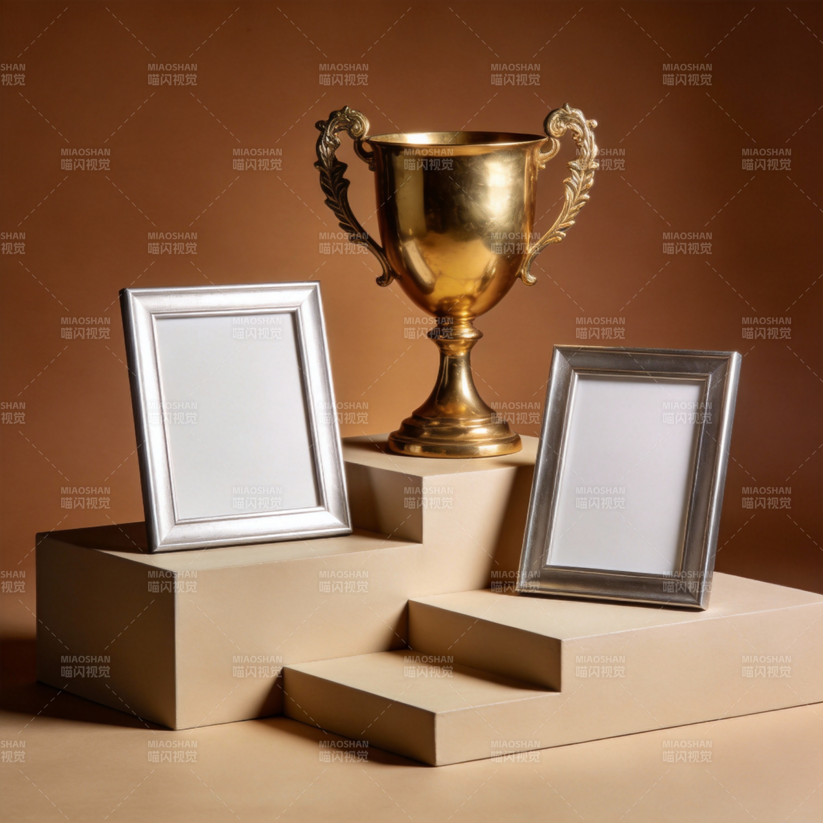 奖杯与相框陈列图片