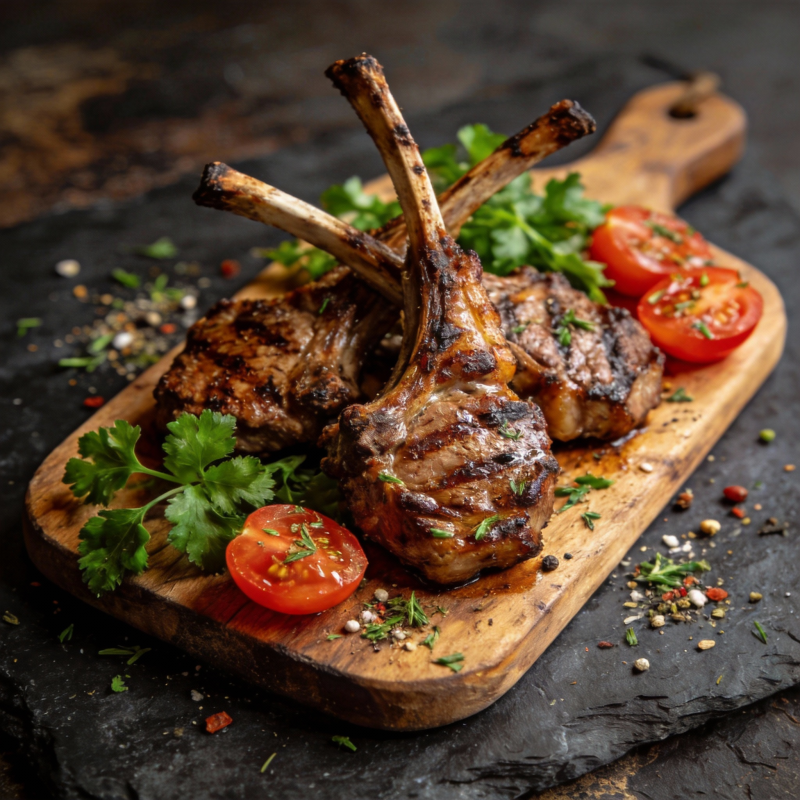 香煎羊排配番茄图片