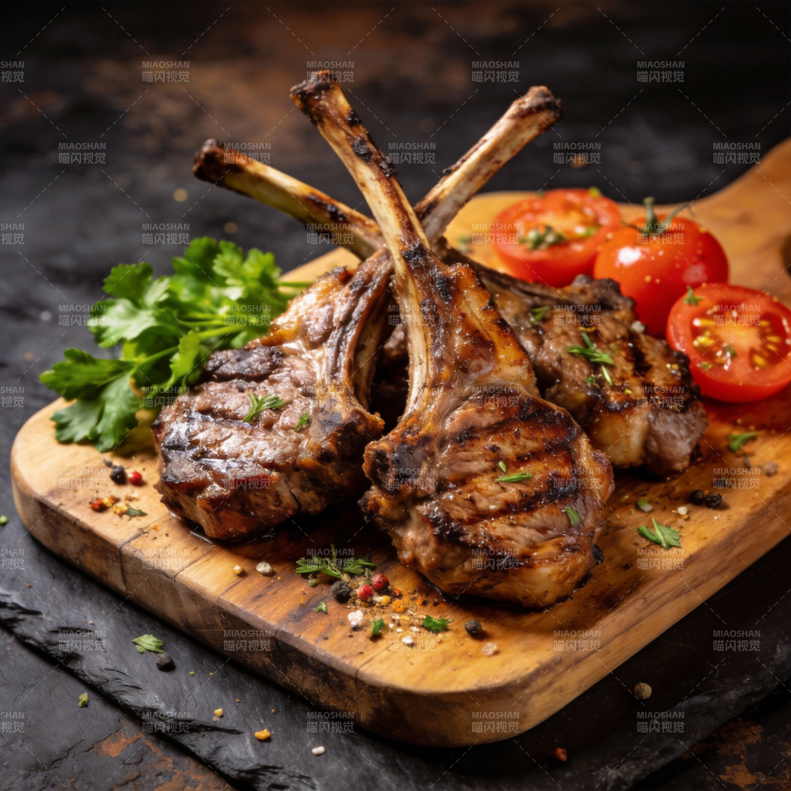 烤羊排配番茄香草图片