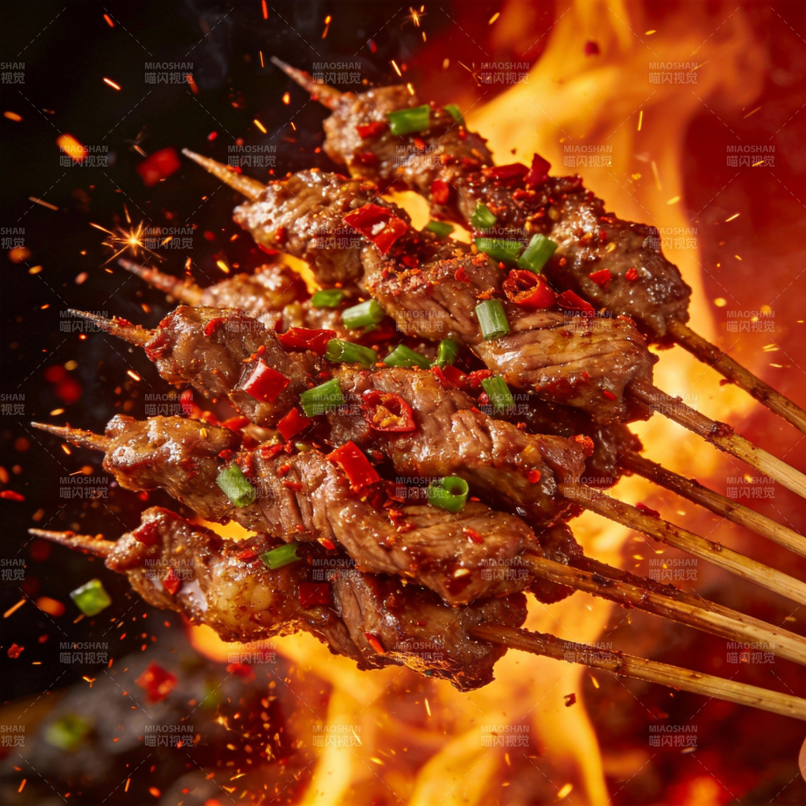 烤肉串火焰香图片