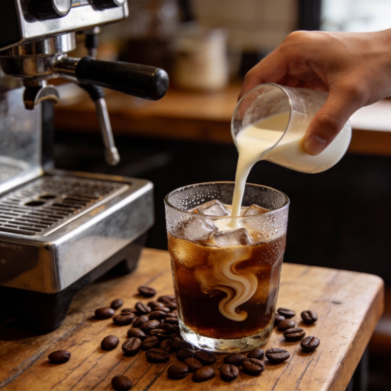 冰咖啡加奶图片