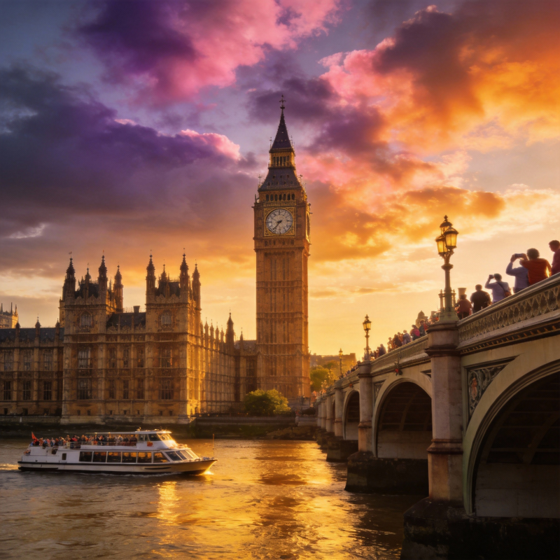 伦敦日落美景图片