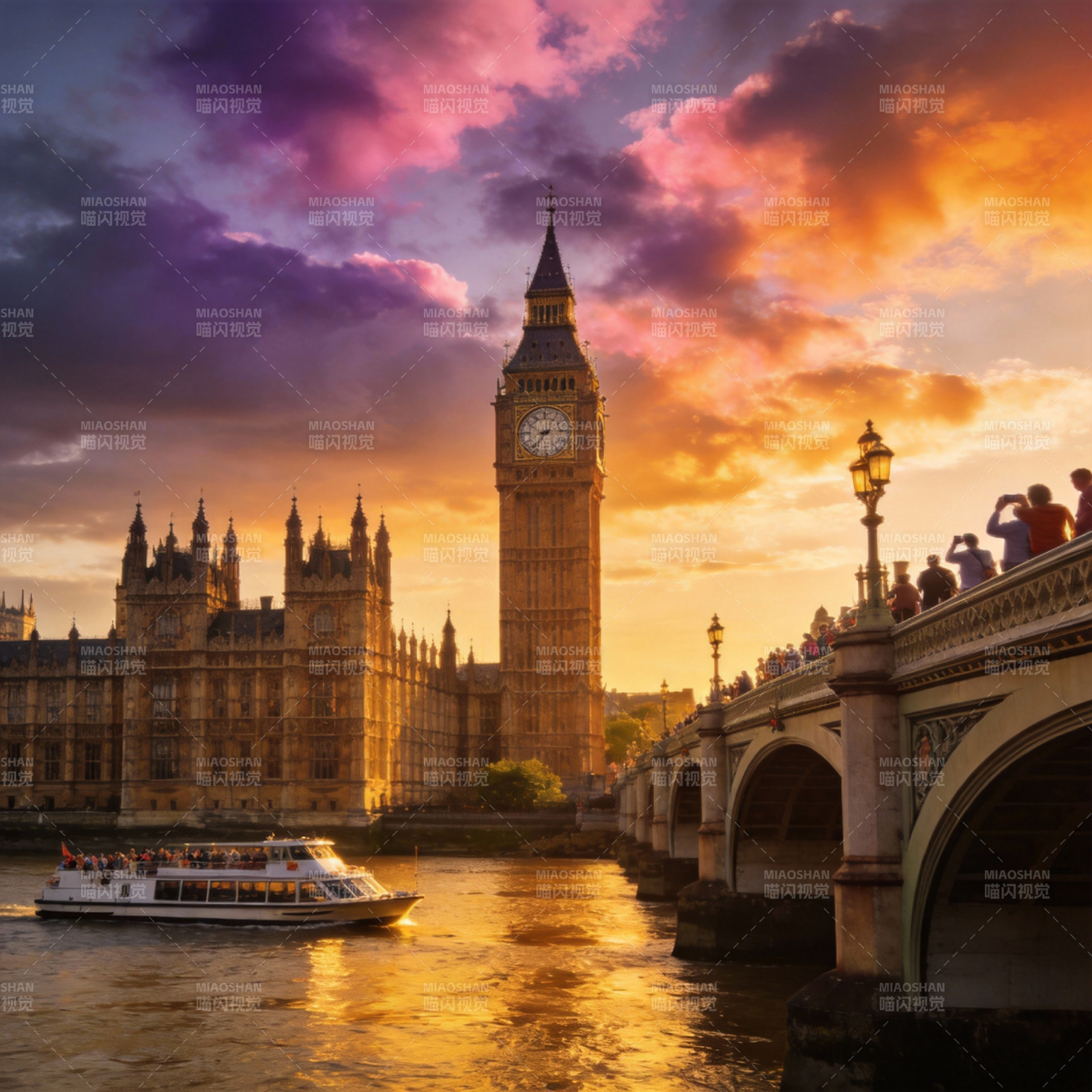 伦敦日落美景图片