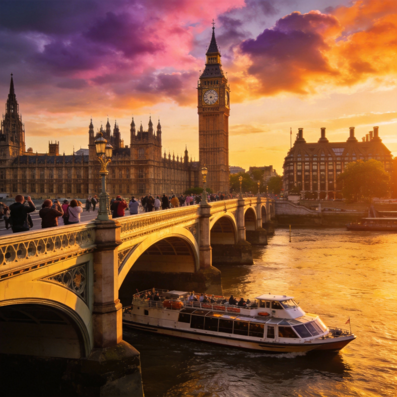 伦敦黄昏美景图片