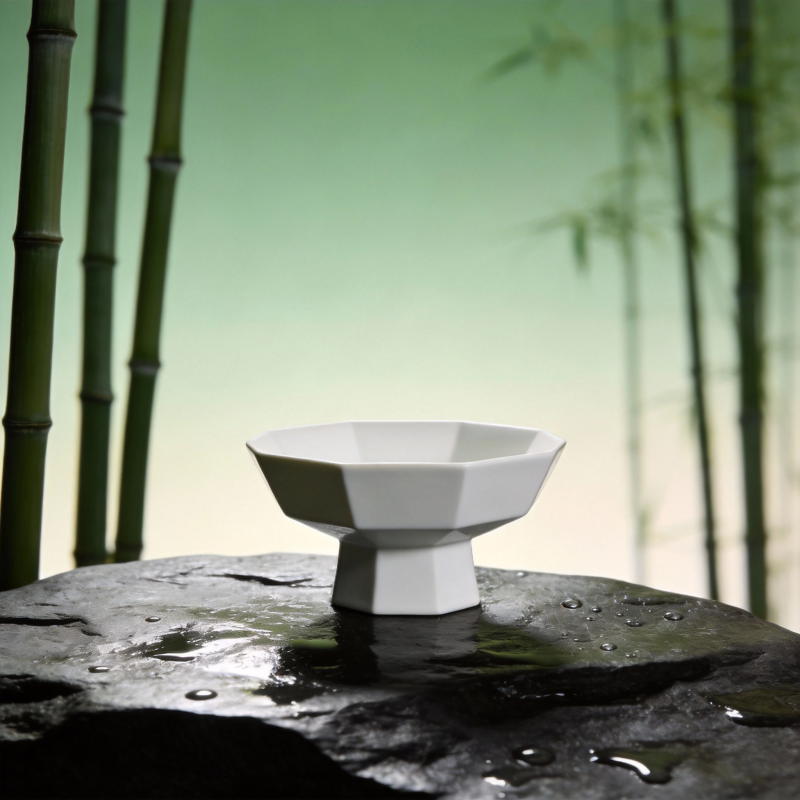 竹影禅意白瓷碗图片