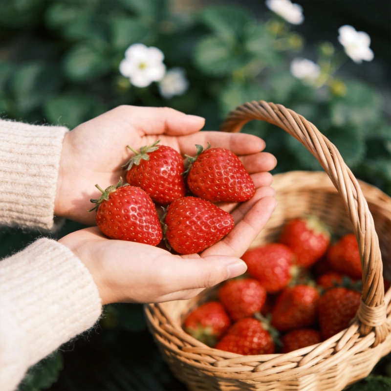 手捧鲜红草莓图片