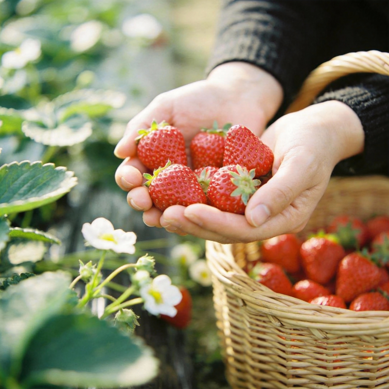 手捧鲜红草莓图片