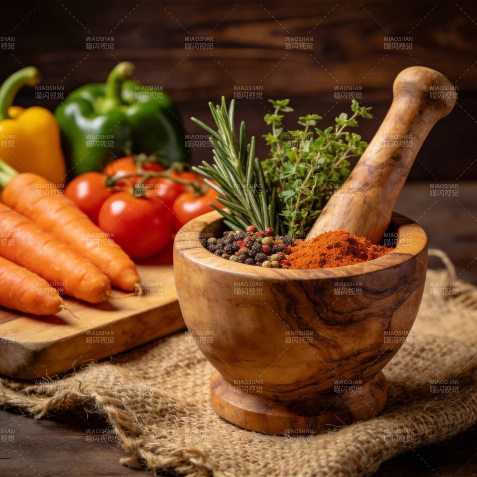 香料与新鲜蔬果图片