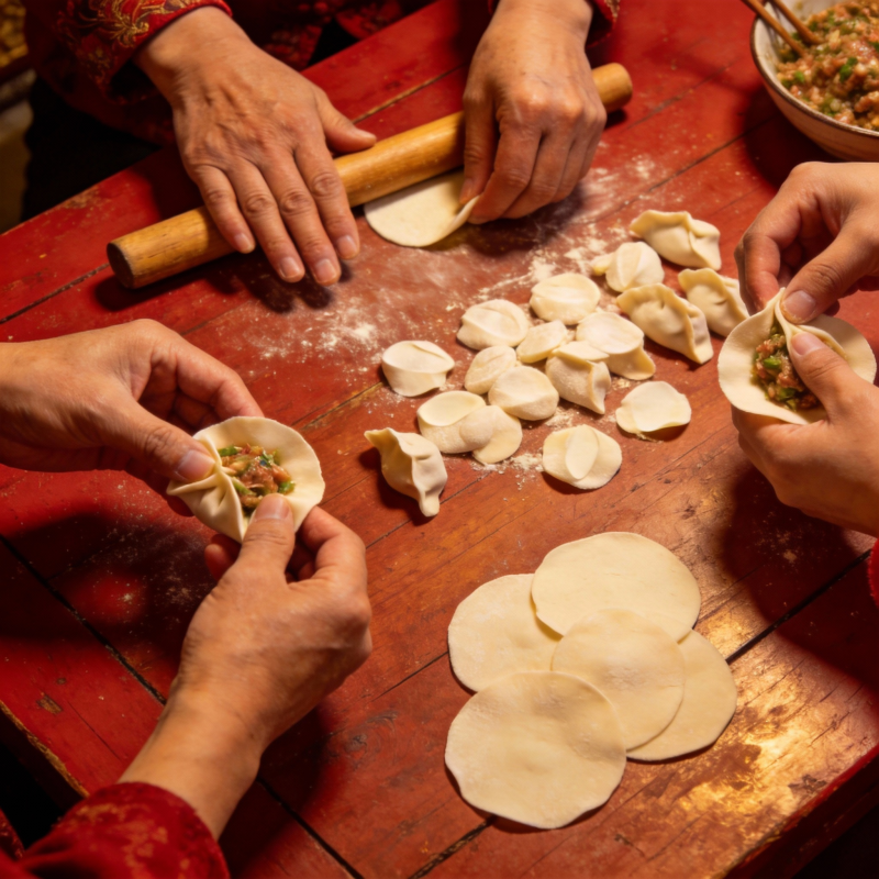 包饺子的温馨时刻图片
