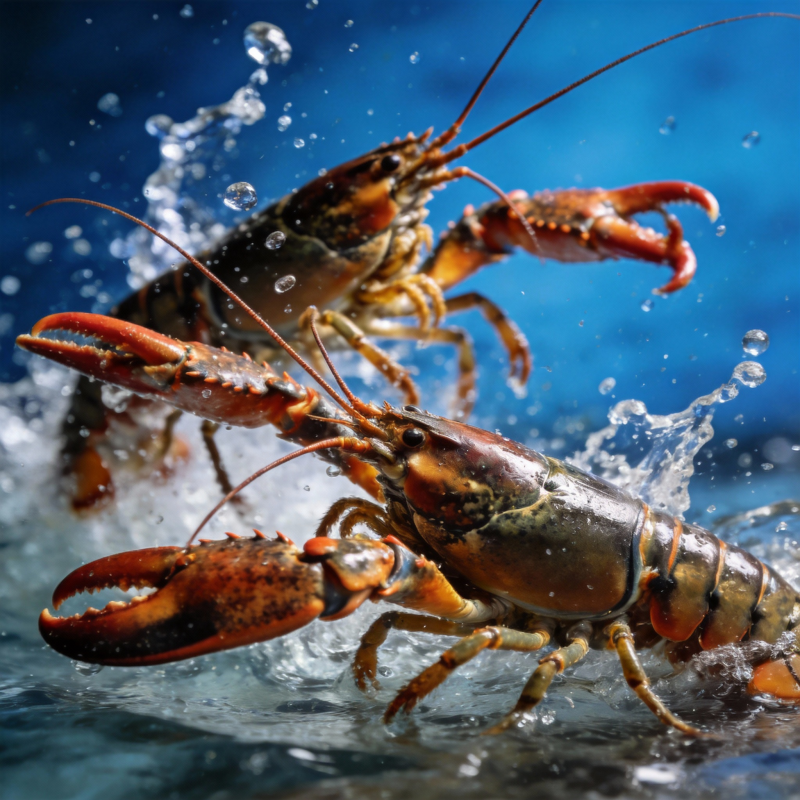 龙虾跃水瞬间图片
