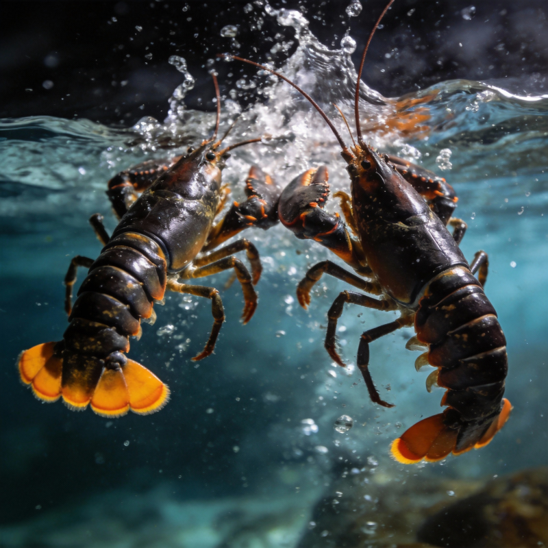 龙虾激战水花四溅图片