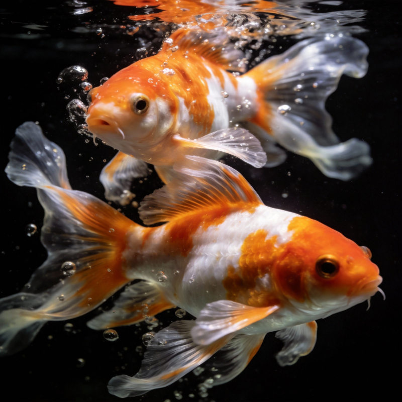 金鱼游动水泡中图片