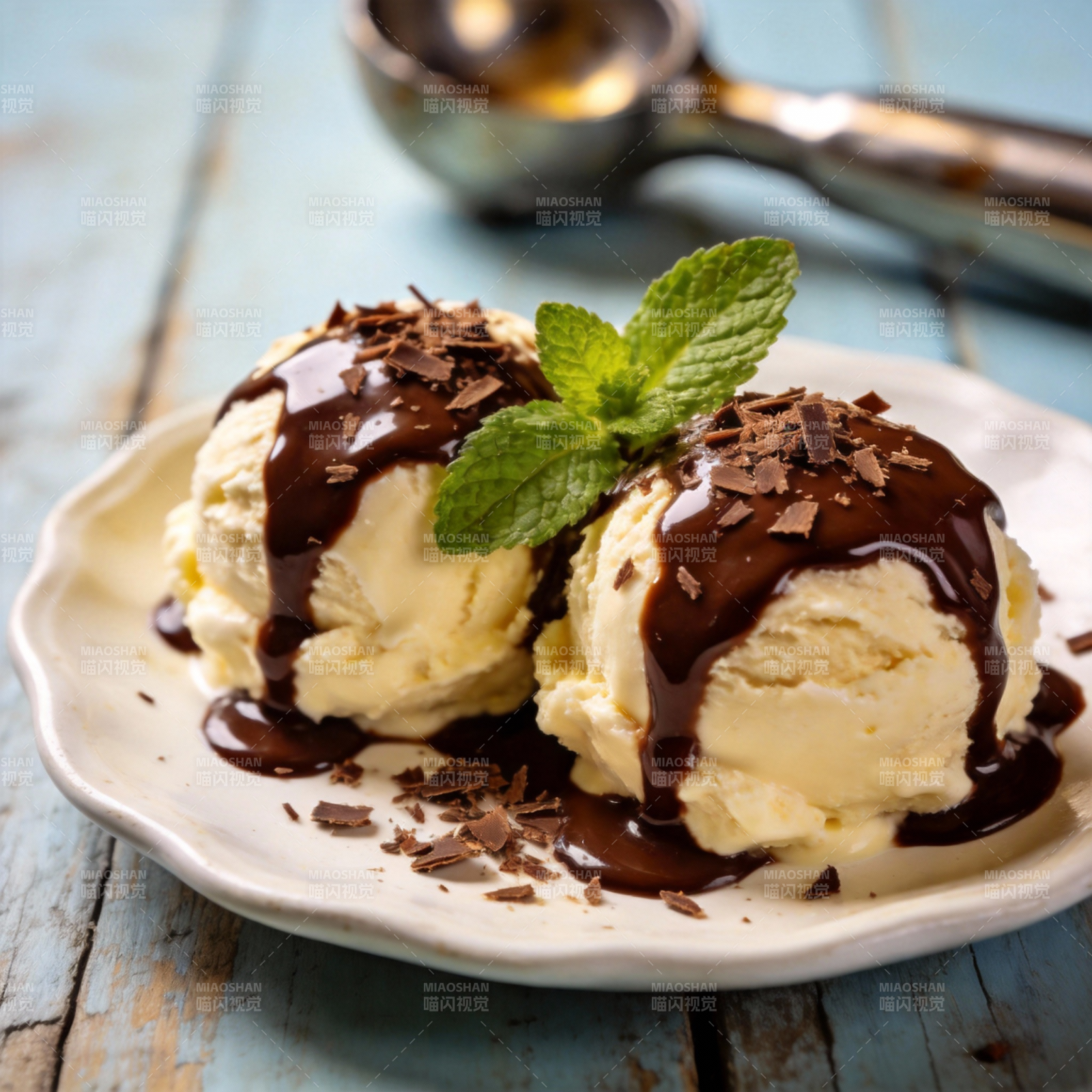 巧克力淋面冰淇淋图片