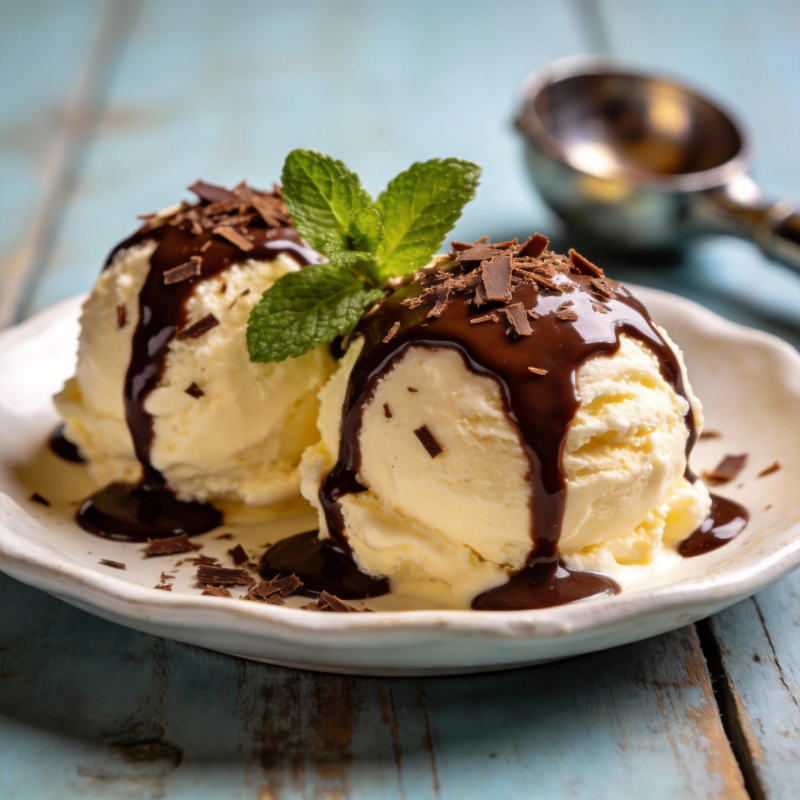 巧克力淋面冰淇淋图片