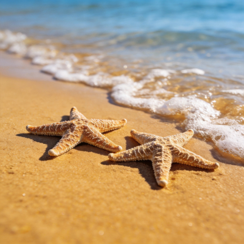 沙滩上的海星图片