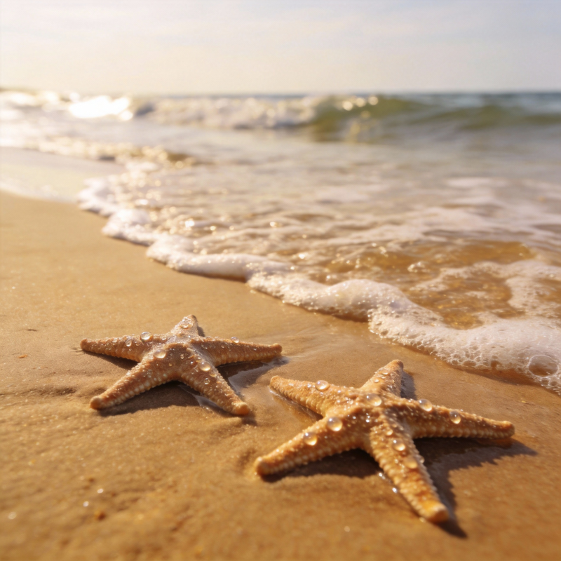 沙滩上的海星图片