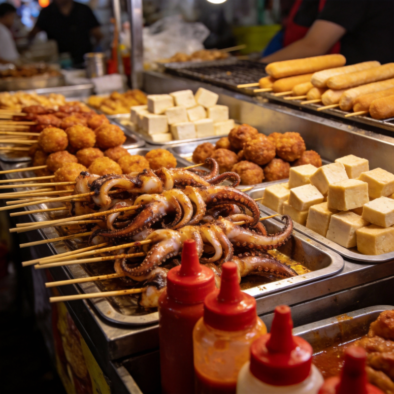 夜市美食串烧摊图片