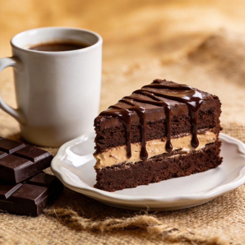 巧克力蛋糕配咖啡图片